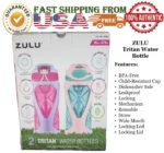Zulu Torque Water Bottle with Straw, 16oz/473 ml, featuring secure locking cap and sleek design